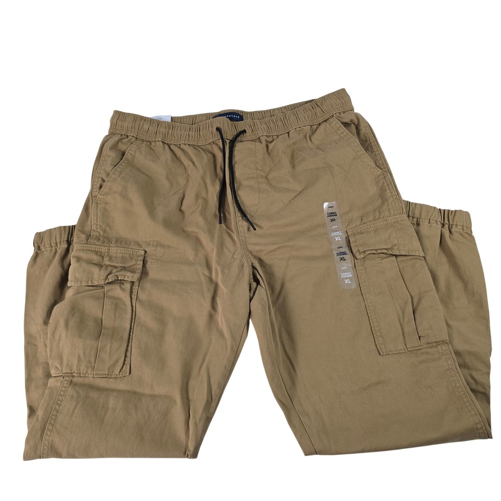 Aeropostale Mens Cargo Jogger Pants Tan Khaki Cotton Twill XL NEW